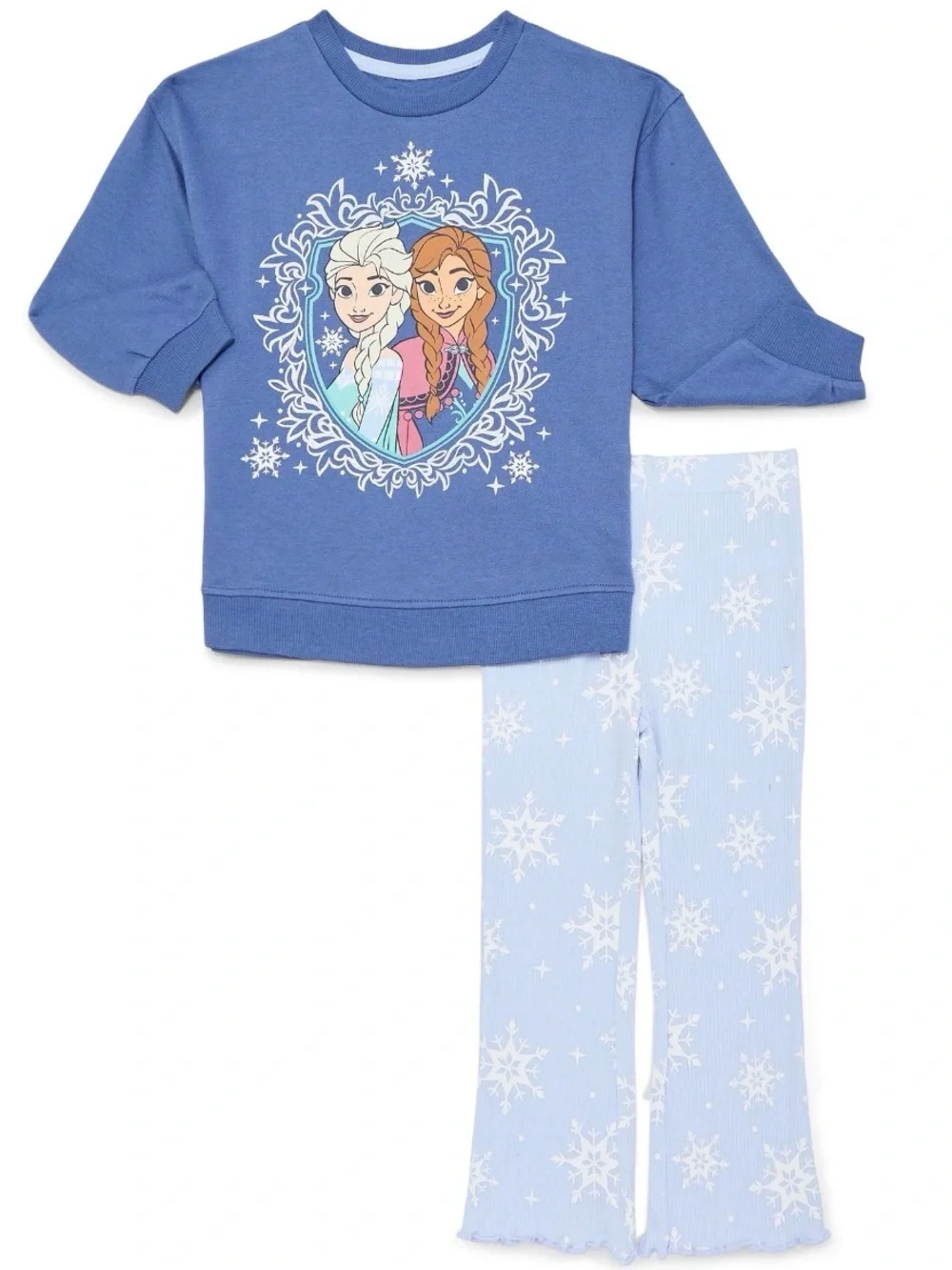 Disney Girls Blue Frozen Elsa & Anna Pajama Set